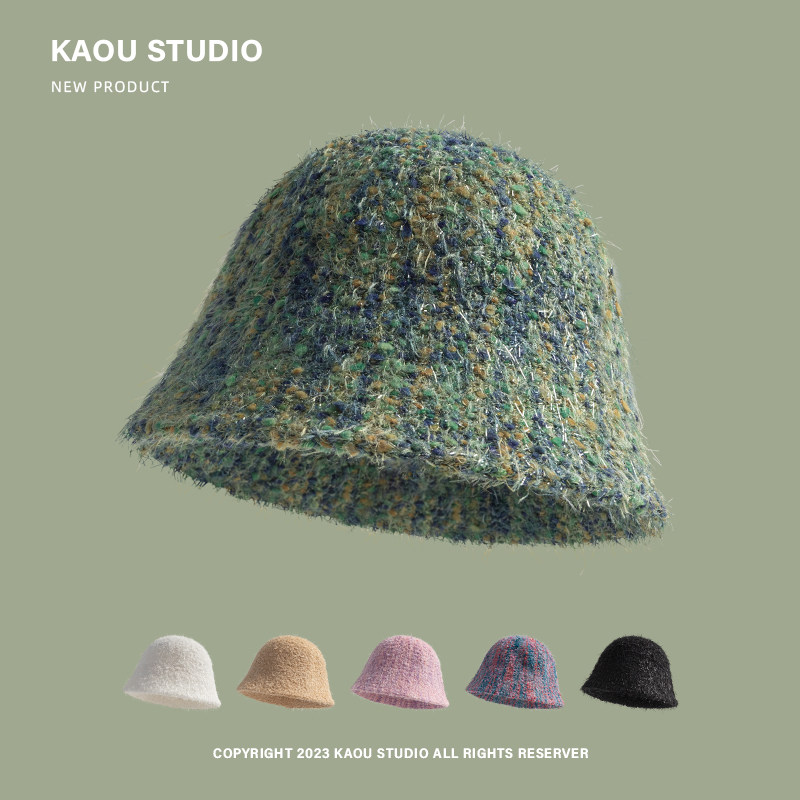 毛绒亮丝彩虹渐变针织渔夫帽女秋冬小众百搭显脸小盆帽保暖毛线帽,服饰配件/皮带/帽子/围巾,帽子,淘宝优惠券,粉丝福利购,淘宝优惠卷