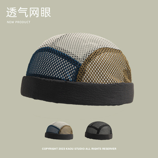 夏季 网眼透气地主帽街头男女户外轻便休闲百搭嘻哈雅痞瓜皮帽 薄款