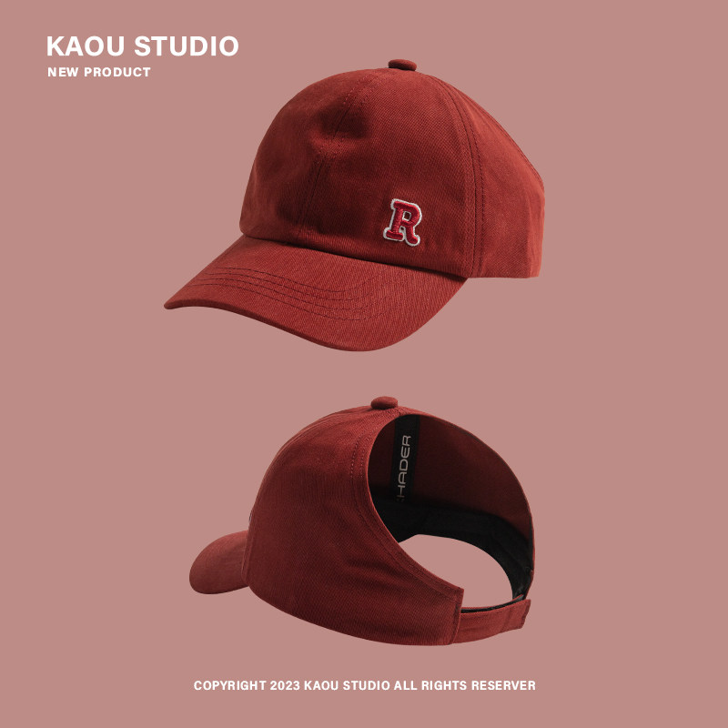 R字母鸭舌帽子女夏季防晒空顶帽