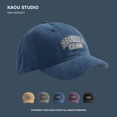 男士 街头百搭春秋潮牌刺绣鸭舌帽女 日系小众短檐棒球帽青少年时尚