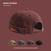 日系复古水洗男女百搭地主帽小众街头雅痞嘻哈原宿风无檐瓜皮帽潮