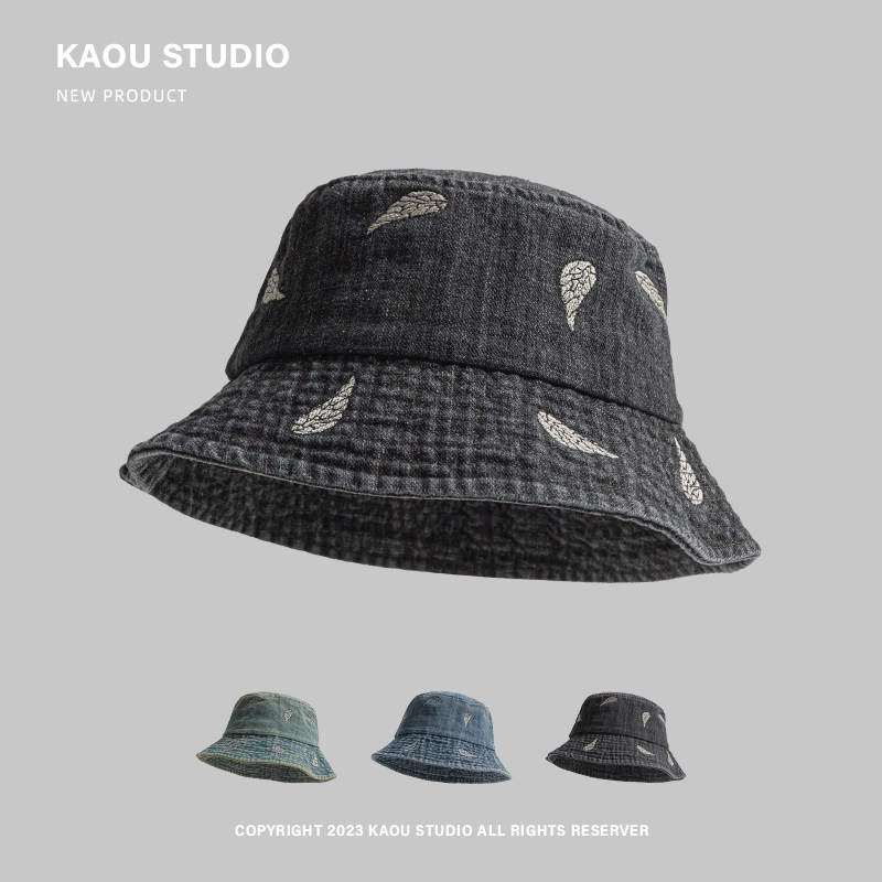 日系潮牌刺绣牛仔渔夫帽子女街头百搭显脸小户外出游遮阳盆帽男士,服饰配件/皮带/帽子/围巾,帽子,淘宝优惠券,粉丝福利购,淘宝优惠卷