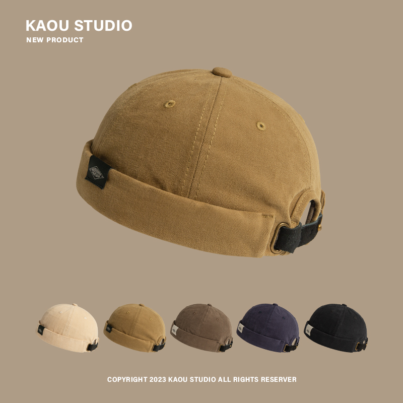 潮男无檐瓜皮帽子日系复古地主帽