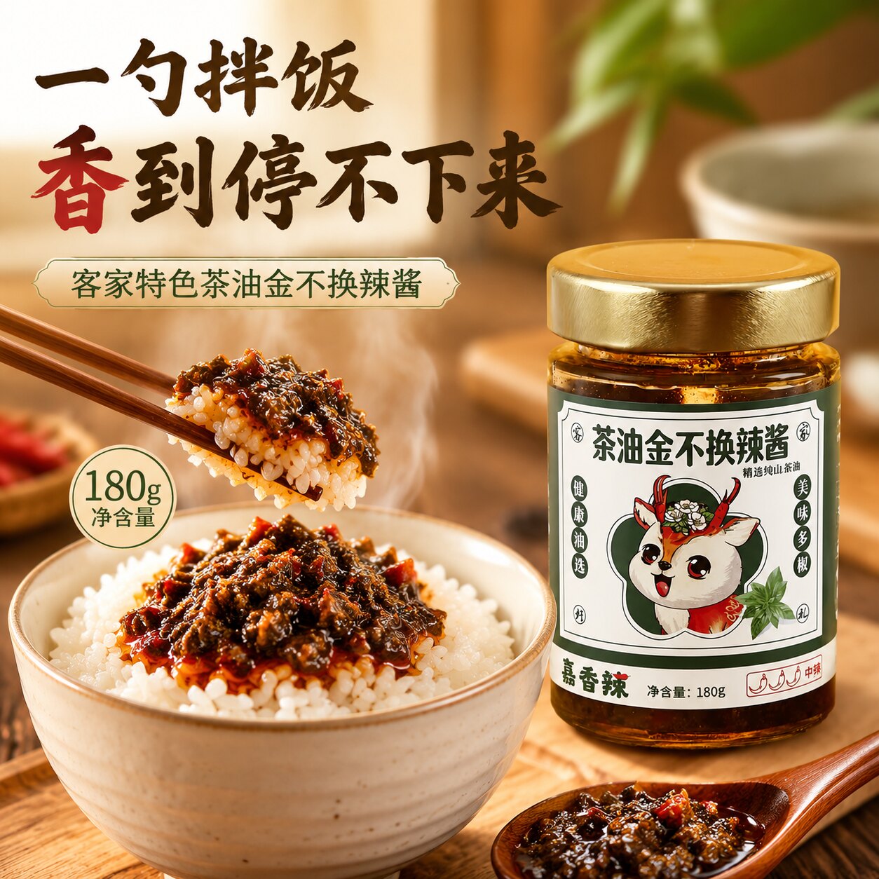 嘉香辣客家特色山茶油金不换辣酱