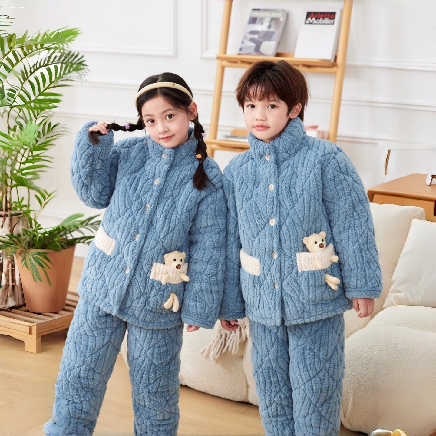 秋冬季儿童法兰绒睡衣男童女童三层夹棉加厚款小孩宝宝珊瑚绒套装,女士内衣/男士内衣/家居服,睡衣/家居服套装,淘宝优惠券,粉丝福利购,淘宝优惠卷