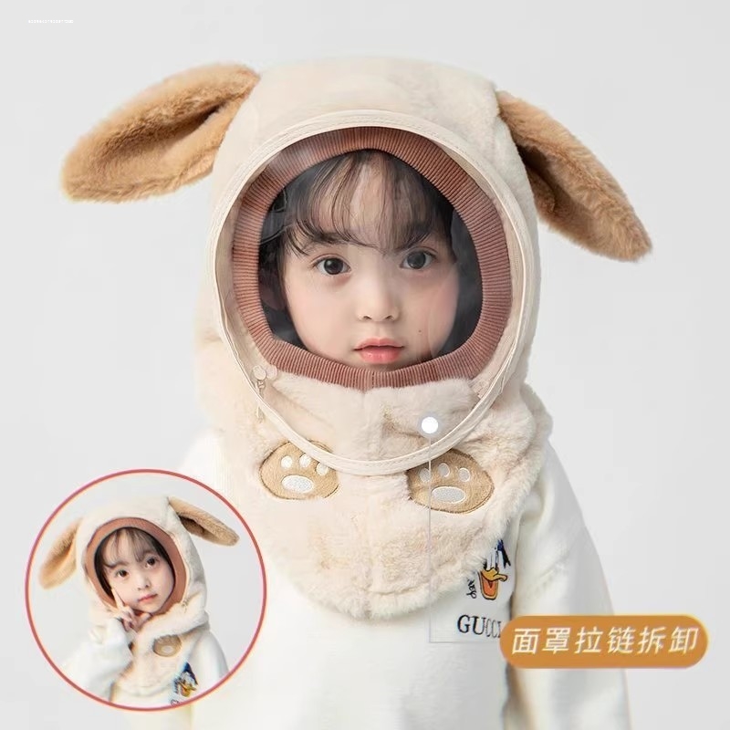 冬季儿童保暖防风帽子头套女挡风护脸全脸防寒骑行面罩电动车头罩
