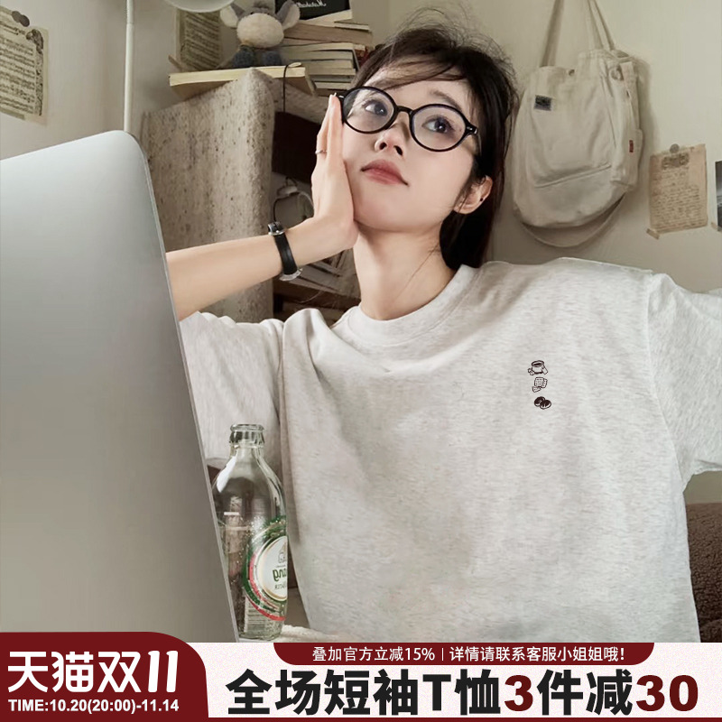通勤风宽松正肩小个子半袖上衣夏
