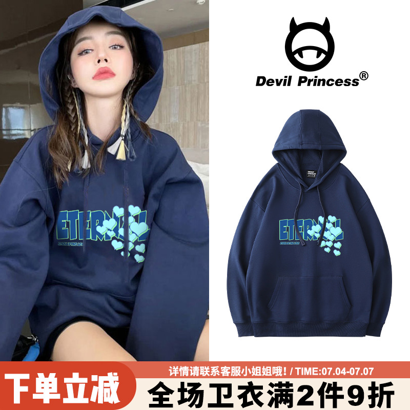 藏蓝色roora美式复古风情侣装