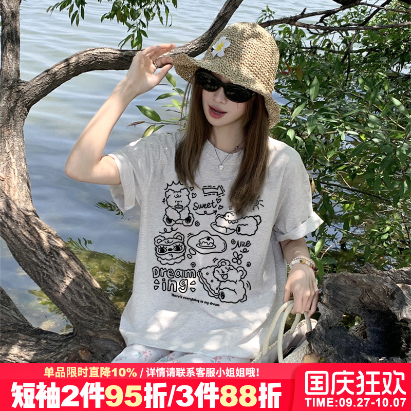 短袖vintage慵懒风宽松正肩