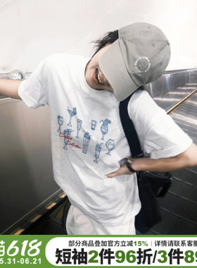 小众通勤风古着感纯棉花灰色短袖t恤女设计感百搭休闲正肩上衣夏