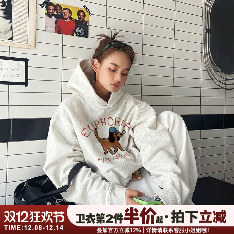 小众卡通潮牌宽松大版休闲卫衣女