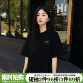 宽松显瘦上衣潮 新款 高级感韩系简约风纯棉黑色短袖 t恤女2026夏季