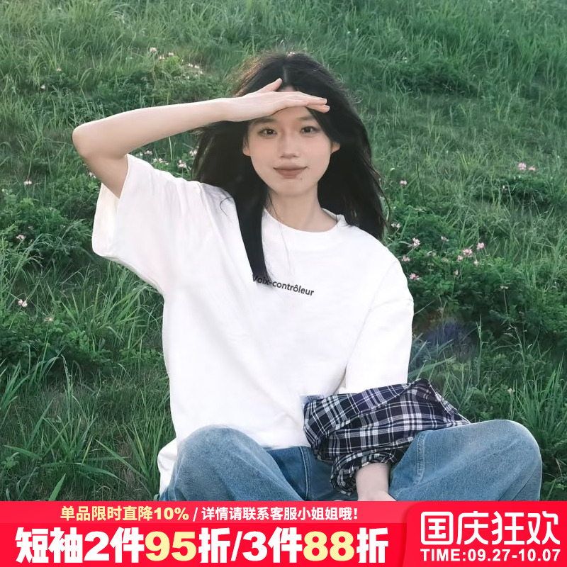韩系温柔风宽松纯棉短袖t恤女