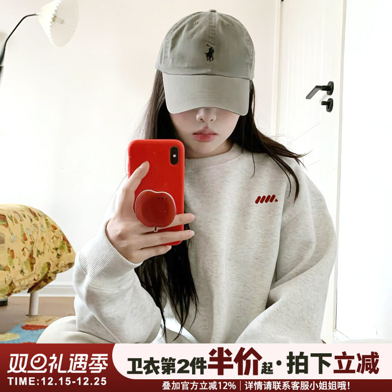 超火学院风简约休闲重磅卫衣女潮