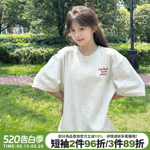 chic学院风宽松打底衫半袖上衣夏