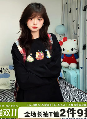 oversize宽松显瘦纯棉黑色长袖女