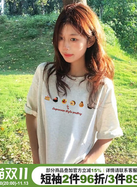 chic慵懒风宽松小个子半袖上衣夏