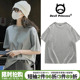 高级感纯棉百搭休闲简约风灰色t恤女宽松韩版 上衣 正肩纯色打底衫