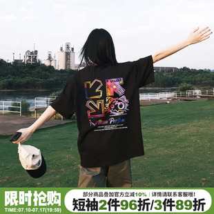hiphop街头嘻哈风黑色短袖t恤女美式大版宽松显瘦重磅半袖上衣夏