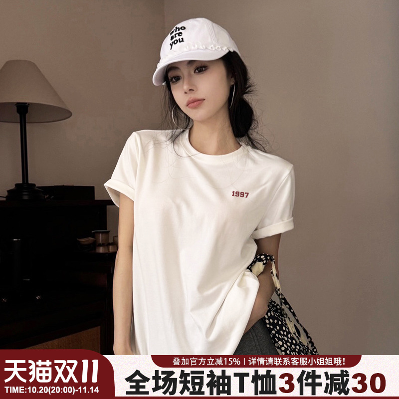 美式复古风宽松打底衫半袖上衣