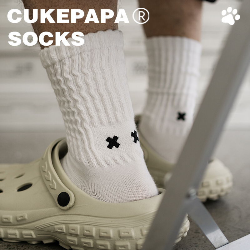 男士袜子春夏长筒中筒袜纯棉白色运动长袜cityboy青少年运动