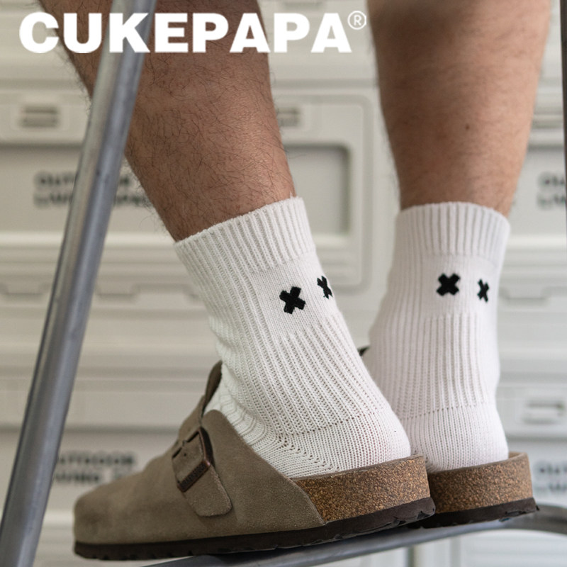 中筒美式日系粗线潮袜