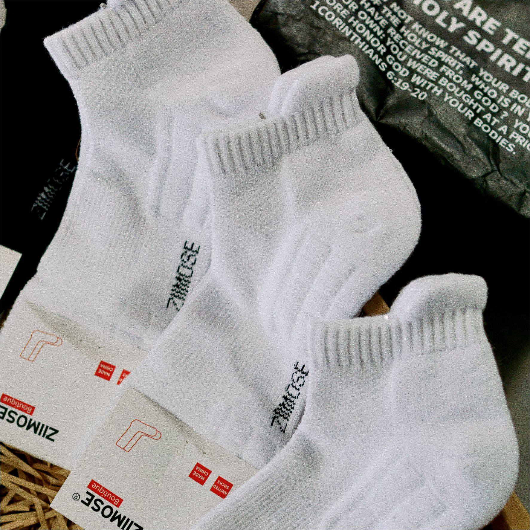 运动毛巾袜男士纯棉吸汗防臭短袜男白色船袜低腰袜网眼透气夏天袜