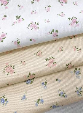 ins洗水斜纹10856全棉印花小碎花面料外套夹克桌布裤子童装布料