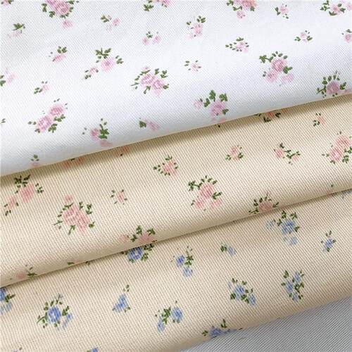 ins洗水斜纹10856全棉印花小碎花面料外套夹克桌布裤子童装布料