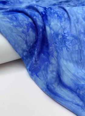 人棉平纹扎染布料民族风传统手工蓝色印染布桌布茶席DIY服装面料