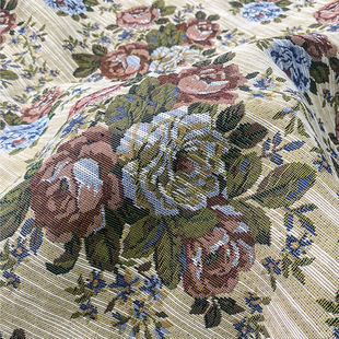 复古油画玫瑰花提花布料厚抱枕沙发套连衣裙外套服装设计师的面料