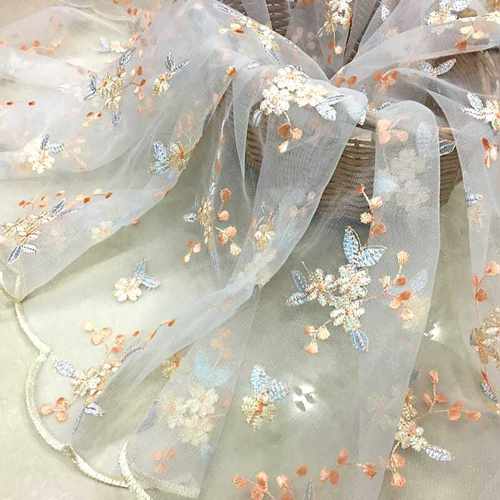 新品汉服古风面料立体花波浪花边网纱蕾丝刺绣布料连衣裙服装童装