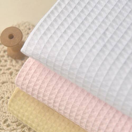 米白果绿橘粉华夫格纯棉布 宝宝服装浴袍汗蒸服抱枕套手工diy面料