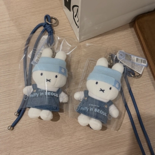 新品首尔限定可爱牛仔米菲兔和鲍里斯小熊迷你毛绒礼物书包挂件