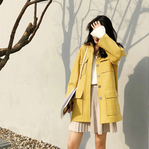 休闲毛呢宽松开衫小外套