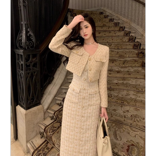 吊带裙小香风套装 2025秋季 女装 微胖大码 胖mm显瘦胖妹妹两件套 新款