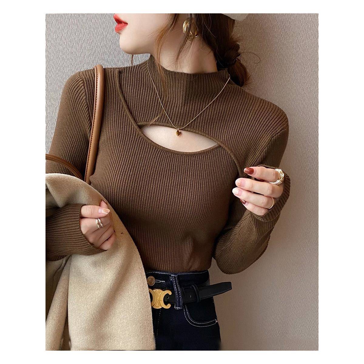 秋冬打底衫女感半高领毛衣中领洋气内搭针织衫1121z