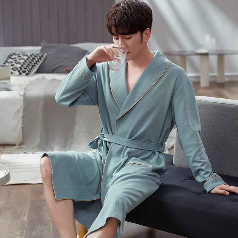 秋冬睡袍男士秋季中长款浴袍2025新款休闲大码秋冬薄款浴衣1009c