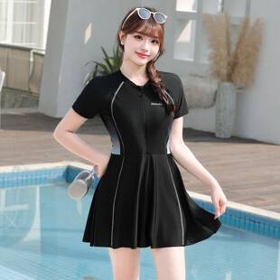 夏款保守大码游泳衣女款微胖mm200斤泡温泉女孩遮肉大胸连体0302d