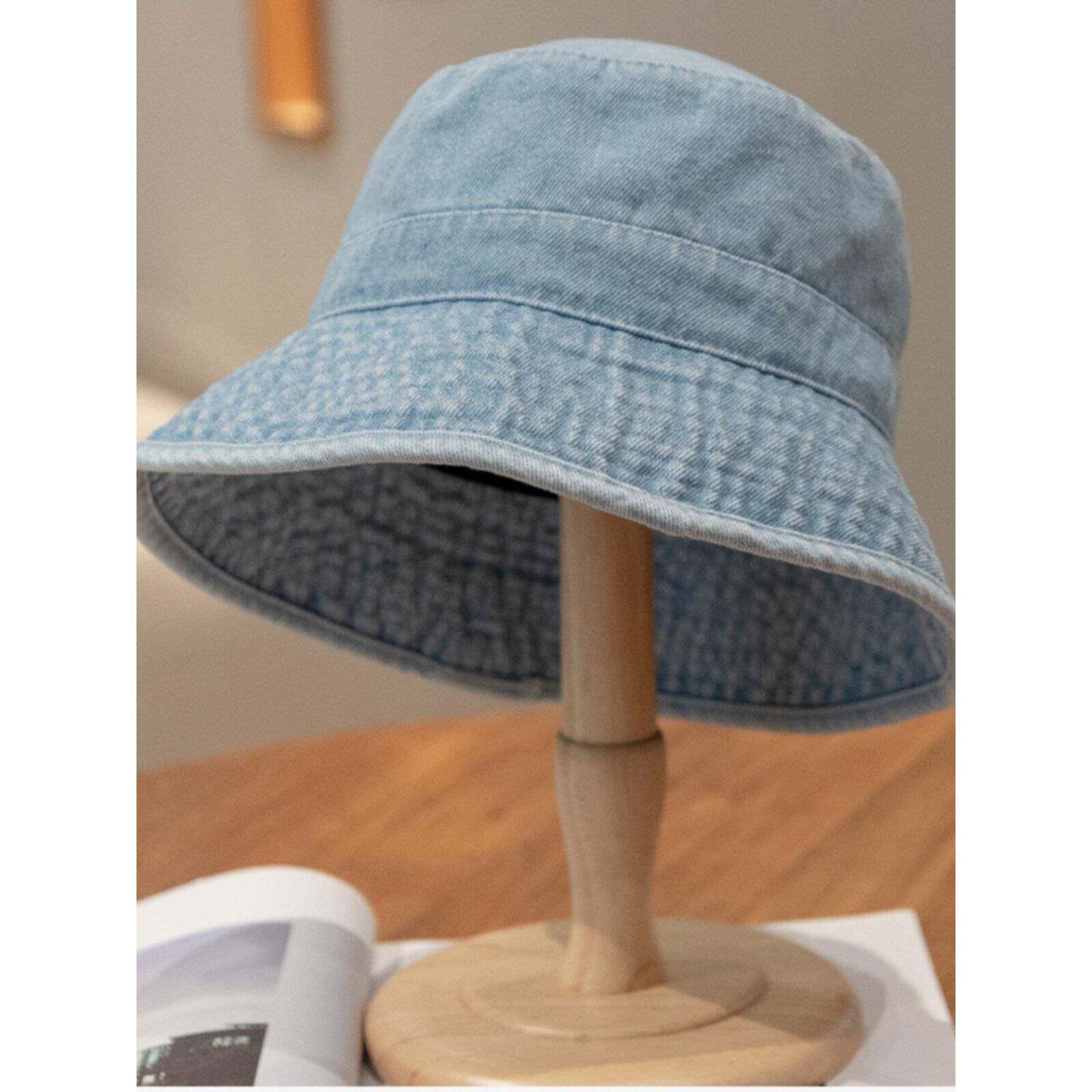 韩式水洗质牛仔渔夫防晒帽女式夏季小盆帽男式新潮多用途斗0421r1