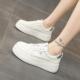 休闲系带板鞋 新款 轻便软底百搭0205z 女2026春季 款 韩版 厚底小白鞋