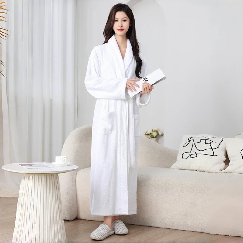 秋冬浴袍女士2025新款白色秋冬季加长款男士睡袍1009c
