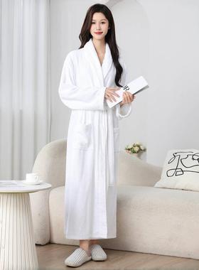秋冬浴袍女士2025新款白色秋冬季加长款男士睡袍1009c