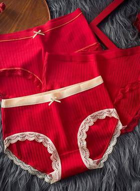 2026属马本命年士红裆高腰大码少三角裤女士棉内裤0122k