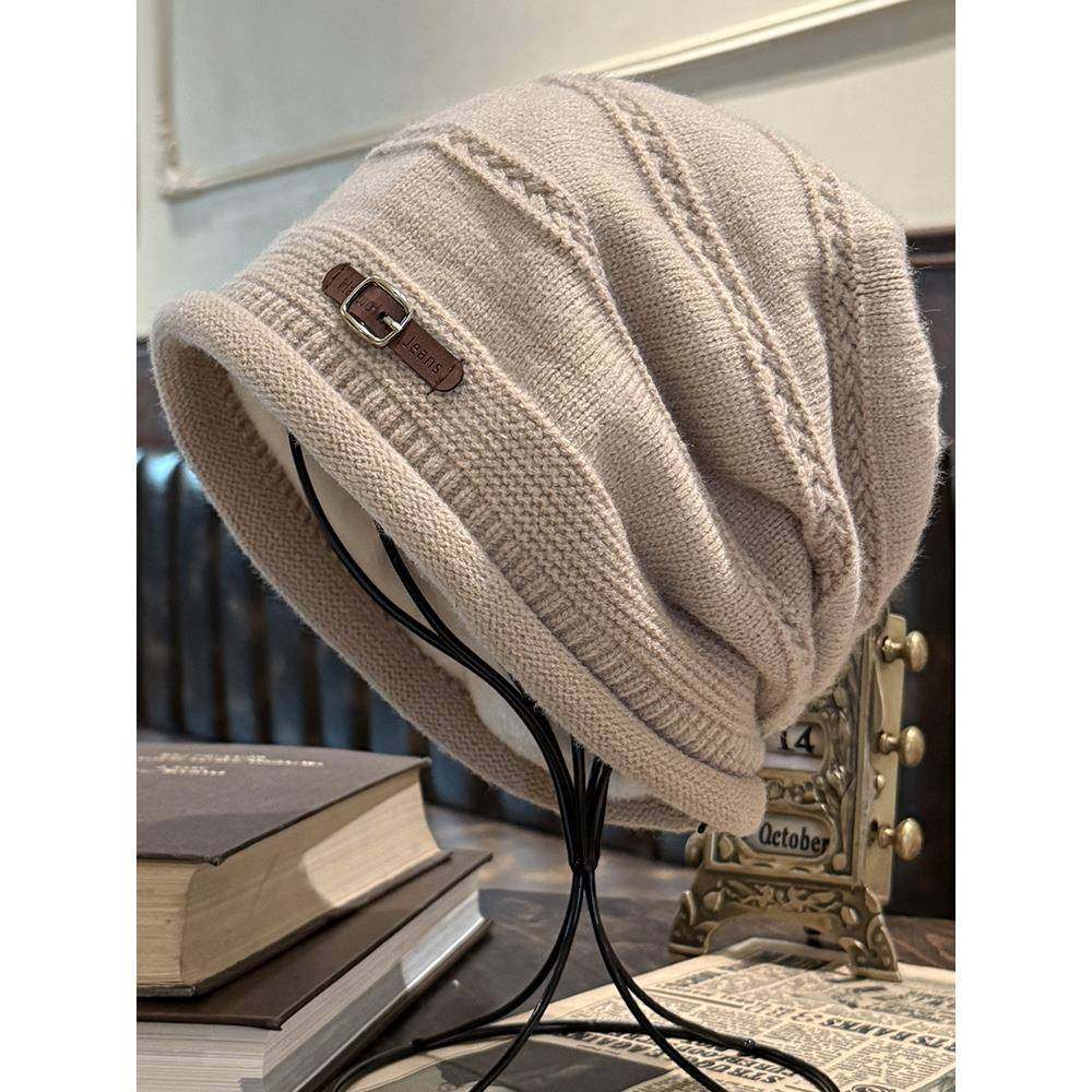 帽子女款秋冬显脸小毛线帽2025新款保暖针织帽包头冷帽卷边1214r