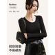 百搭黑色圆领长袖 春季 打0206k 修身 显瘦时尚 女打底衫 t恤2026新款
