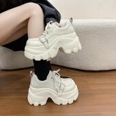 韩版 厚底高跟乐福鞋 女2026季 春季 新款 m增高搭扣系带松糕底小0205z