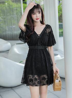 温泉女连体泳衣裙泳衣大尺码胖mm遮肚显瘦200斤保守宽松钢托0118k