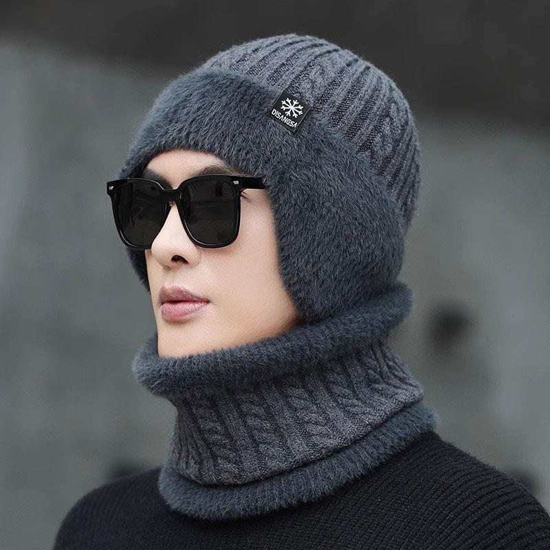 帽子男士冬季防寒保暖帽骑行头套防风护耳加绒加厚针织毛线1216w