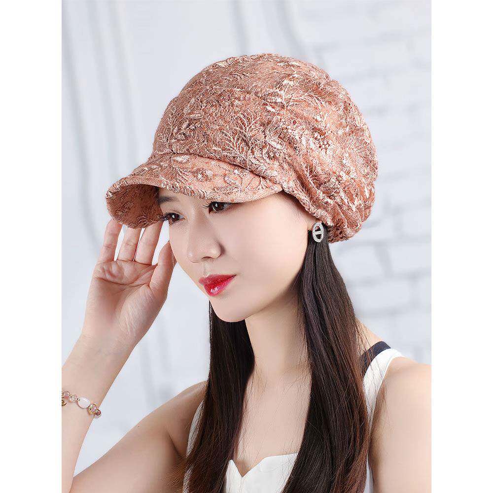 短檐鸭舌头巾帽女中年大头帽子春夏薄款堆堆帽百搭覆古骑车0305w